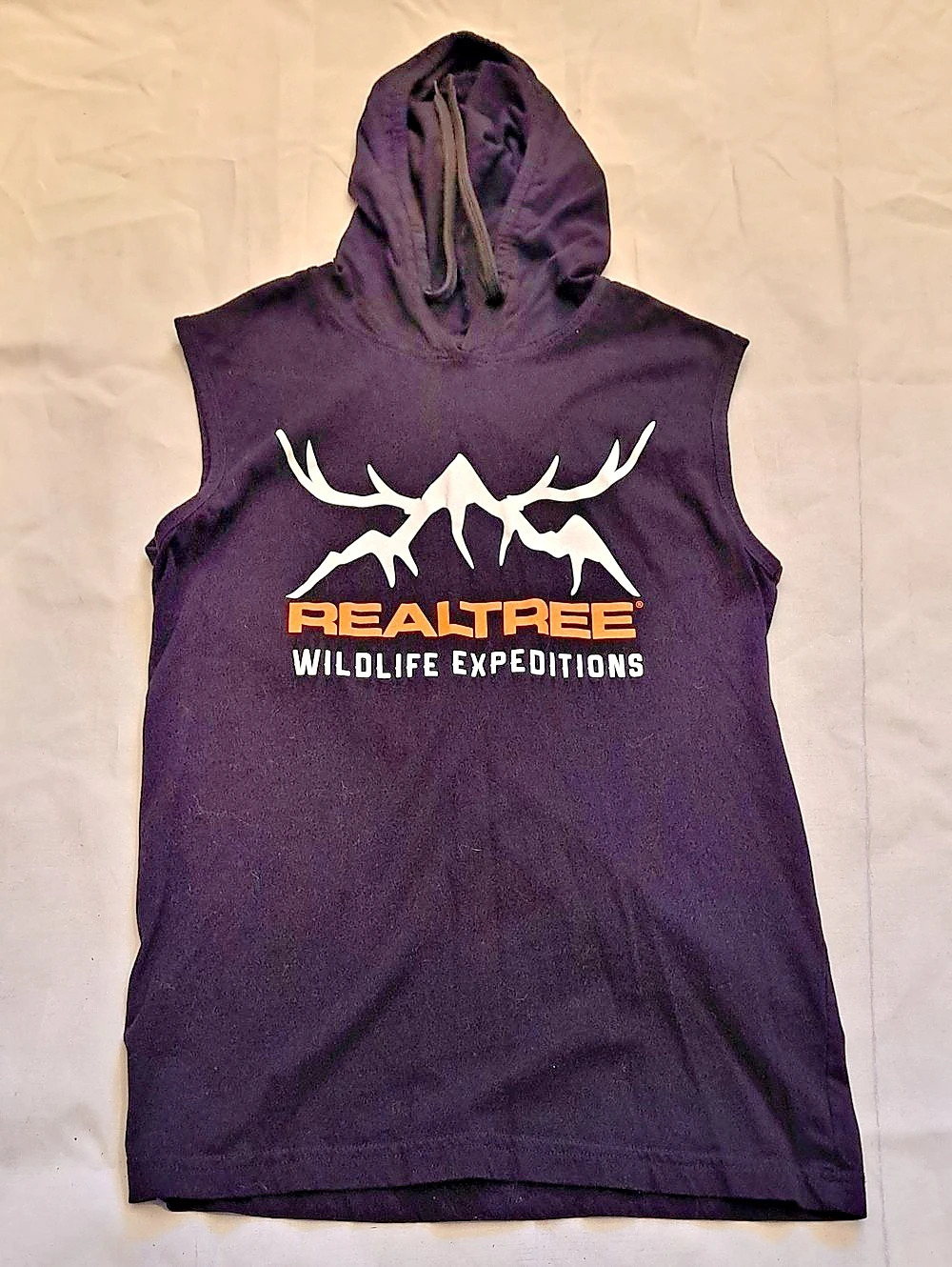 Realtree Wildlife Expeditions Black Sleeveless Hoodie Size Small